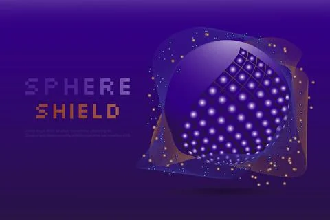 Sphere shield protect. Virus protection bubble. Antiviral technology background Illustrazione stock