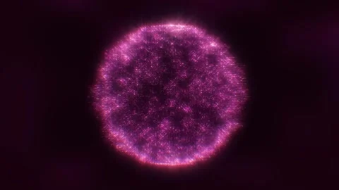 Sphere of shiny pink particles of magical glow on a dark background. Stock Footage 291344832