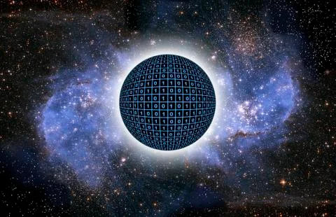 Sphere in space with binary code 스톡 일러스트