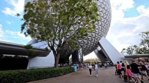 Sphere is Spaceship Earth at Disney World park in Orlando, FL, USA Stock Footage 276893780