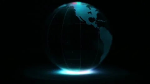 Sphere spins with world map on it and ring of color illumination Stock Footage 10852631