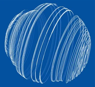 Sphere of spirals outline Stock Illustration