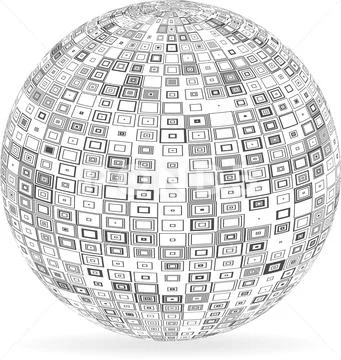 Sphere with squares and rectangles Stock Illustration