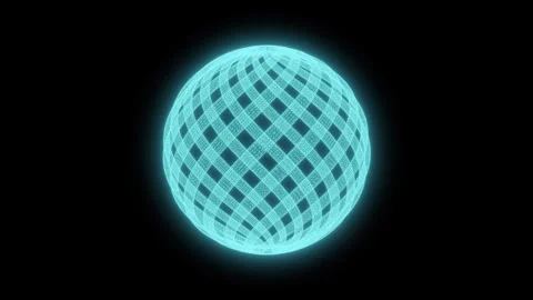 Sphere Strips Wireframe Rotating on Dark Video Background Stock Footage 337524809