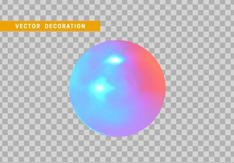Sphere is three-dimensional geometric shape isolated with colorful hologram c Stock Illustration