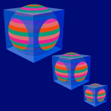 The sphere in a transparent cube Stock Illustration