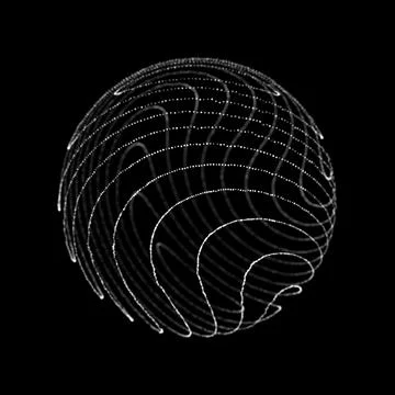Sphere with twist lines. Spherical waveform. HUD element. Network connectio.. Stock Illustration