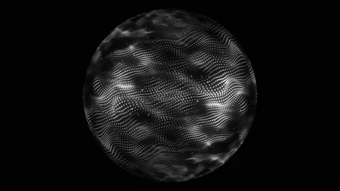 Sphere, white color, grid of dots, many, waves, sand, dust, particles Stock Footage 236088920