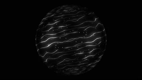 Sphere, white color, thin dotted lines, few, waves, sand, dust, particles Stock Footage 236088925