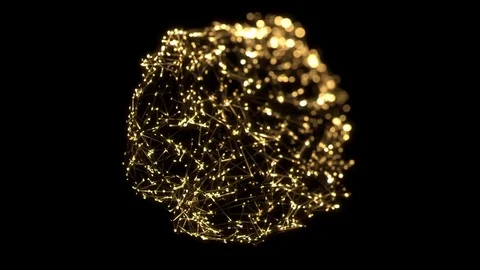 Sphere wires rotating animation net golden Видео 84190215