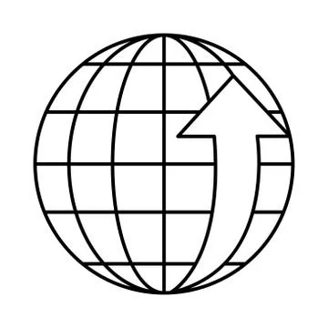 Sphere world planet with arrow up line style icon Stock Illustration