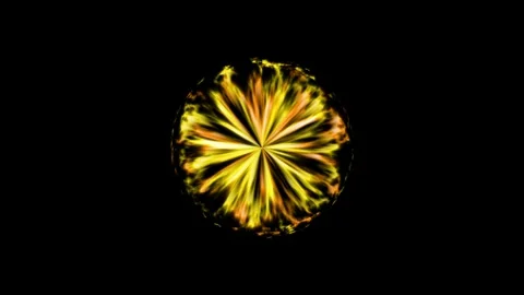 A sphere with yellow and orange sinuous lines inside, on a dark background Stock Footage 274666281