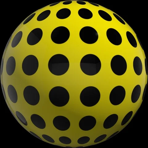 Sphere yellow with black dots that grow with alpha channel Video stock 112762304