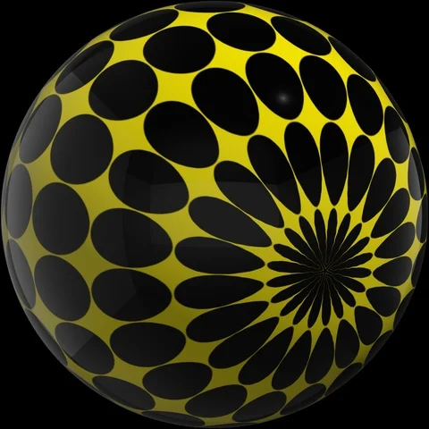Sphere yellow with black dots rotating with alpha channel Video stock 112762316