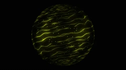 Sphere, yellow color, thin lines of dots, few, waves, sand, dust, particles Stock Footage 236088932