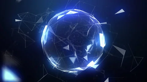 Sphere,Animation globe and space in the form of a plexus. Abstract geometric Stock Footage 141629827