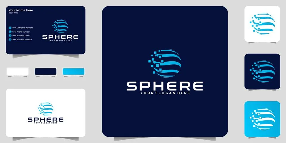 Sphere,Logos, Globe, Wave, Circle, Around, Technology, World Symbol Design .. Illustrazione stock