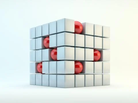 Spheres and cubes abstract Illustrazione stock