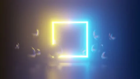 Spheres and glowing frame in the dark Stock Footage 209151790