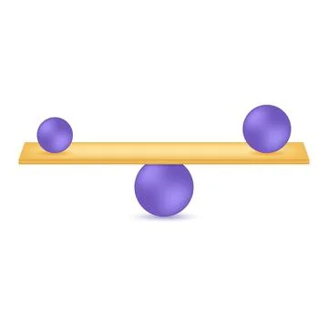 Spheres balancing on seesaw Stock Illustration