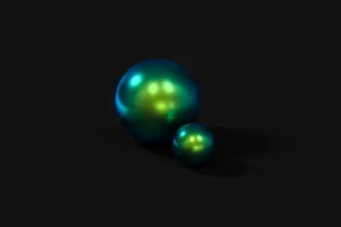 Spheres with the colorful surface, dark background, 3d rendering. Stock Illustration