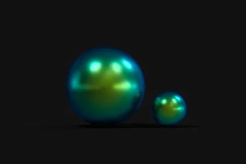 Spheres with the colorful surface, dark background, 3d rendering. Stock Illustration