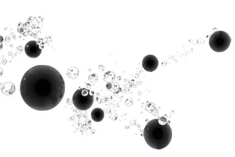 Spheres connected by bubbles Stock Illustration