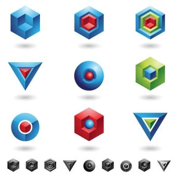 Spheres, Cubes, triangles Stock Illustration
