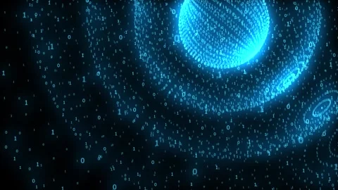 Spheres of different diameters move upward from the center from the signs of a Stock Footage 241326049