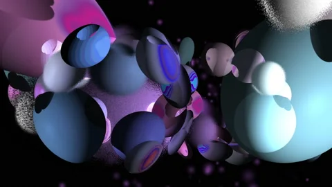 Spheres in layers rotating and swirling in shades of blue and purple Stock Footage 154847197