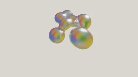 Spheres with a matte iridescent surface slowly merge with each other and fly on  Stock Footage 158442106