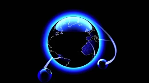 Spheres moving around a globe Stock Footage 50214535