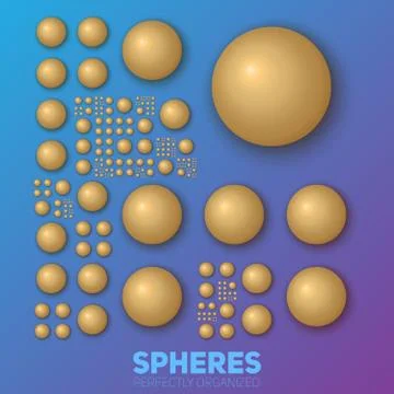 Spheres organized perfectly. Vector balls organized neatly by the grid. Conce Stockillustratie