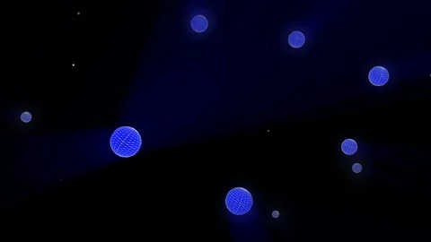 Spheres from a polygonal mesh fly on a black background Stock-Footage 82614839