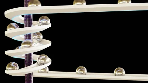 Spheres Rolling Down Spiral Ramp With Copy Space Loop Stock Footage 222219819