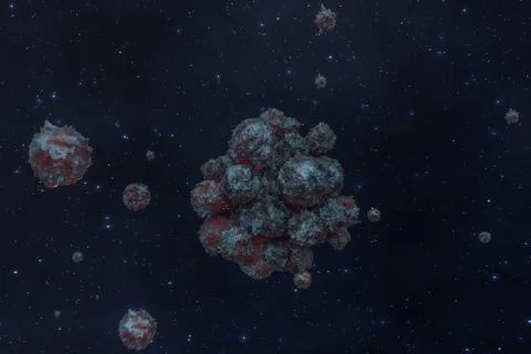 Spheres with the textured surface, random distributed, 3d rendering. Ilustração Stock