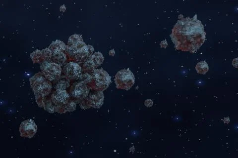 Spheres with the textured surface, random distributed, 3d rendering. Ilustração Stock