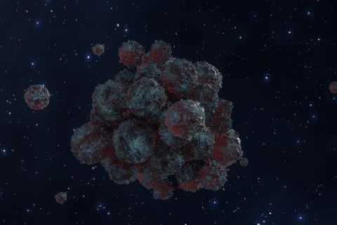 Spheres with the textured surface, random distributed, 3d rendering. Ilustração Stock