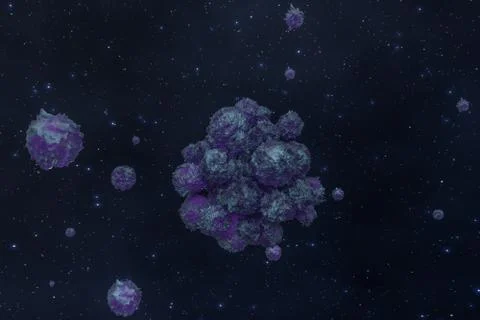 Spheres with the textured surface, random distributed, 3d rendering. Ilustração Stock