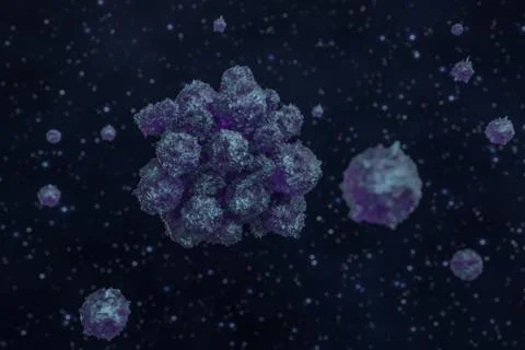 Spheres with the textured surface, random distributed, 3d rendering. Ilustração Stock