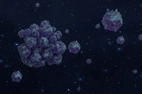 Spheres with the textured surface, random distributed, 3d rendering. Ilustração Stock