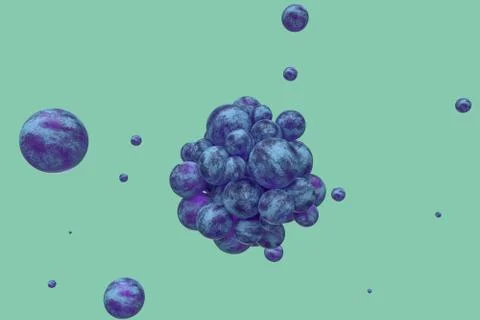 Spheres with the textured surface, random distributed, 3d rendering. Stock Illustration