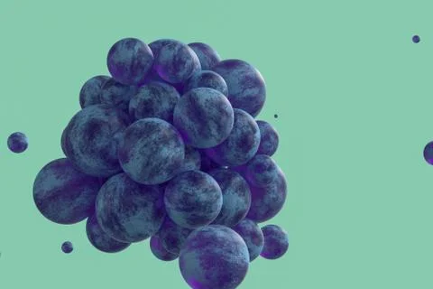 Spheres with the textured surface, random distributed, 3d rendering. Stock Illustration