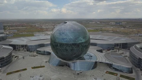Spherical architecture on the background of the city Stock Footage 102372751