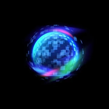 Spherical barrier with neon highlights vector illustration. Stockillustratie