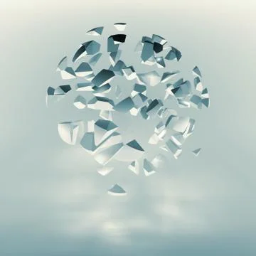 Spherical cloud of explosive fragments, blue toned Stock Illustration