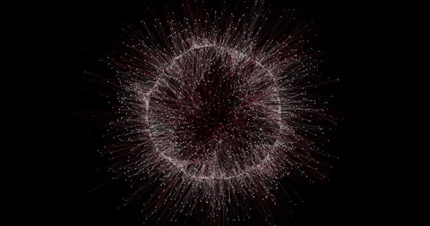 A spherical cluster of shimmering particles is constantly bubbling, emitting thi Stock Footage 333866938