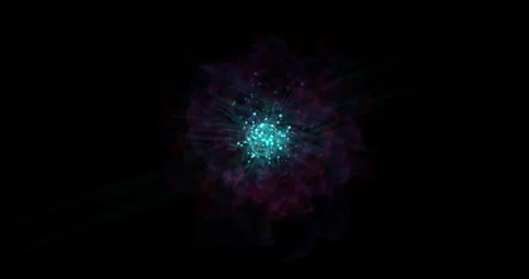 A spherical cluster of shimmering particles is constantly bubbling, emitting thi Stock Footage 333867527