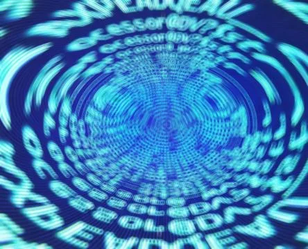 Spherical computer code bokeh background Stock Illustration