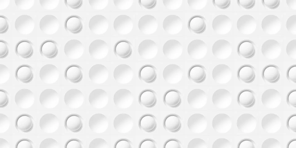 Spherical cut-outs with some white spheres in grid geometrical background w.. Stock Illustration